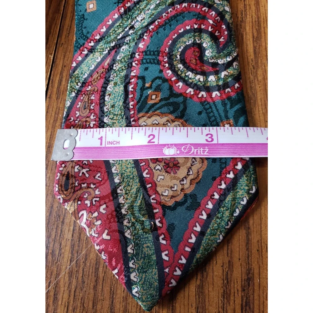 Hunting Horn Blue and Red Abstract Colorful Paisley Necktie Tie